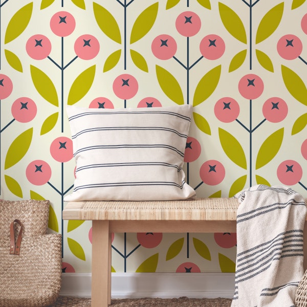 Geometric pink berries / 2848D
