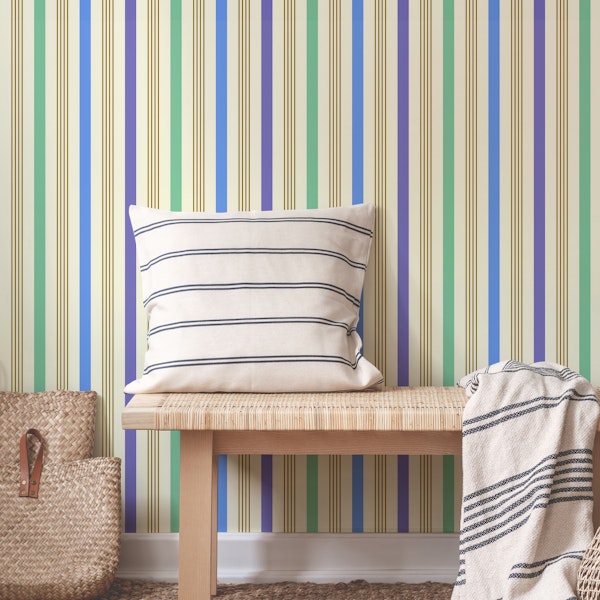 Happy retro Stripes periwinkle, mint, moss