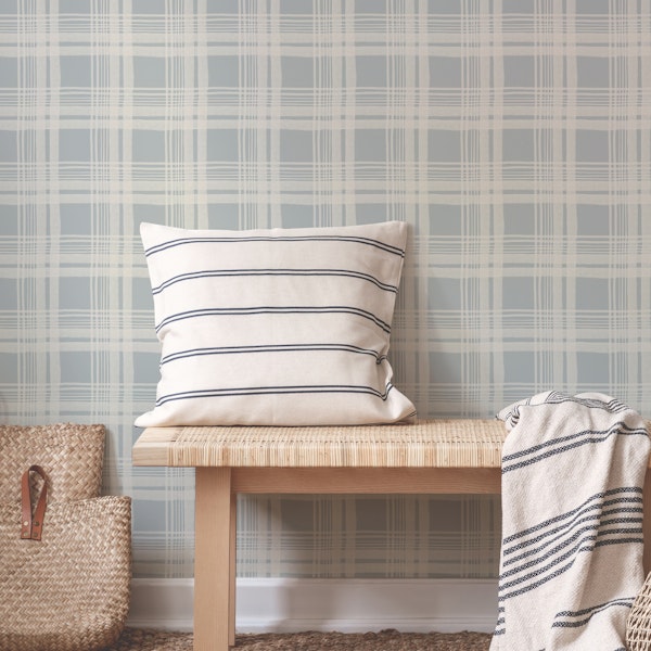 RUSTIC IRREGULAR PATCHWORK GRID IN blue