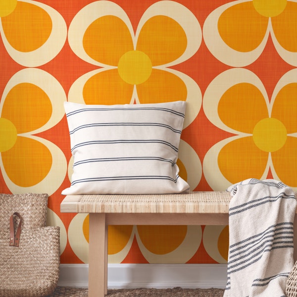 Groovy Geometric Floral Orange Yellow Red