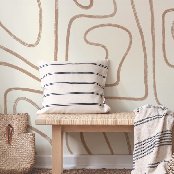 Abstract Lines in Tan Earth Tones Hand Drawn
