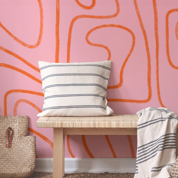 Abstract Modern Lines in Pink and Orange Geo
