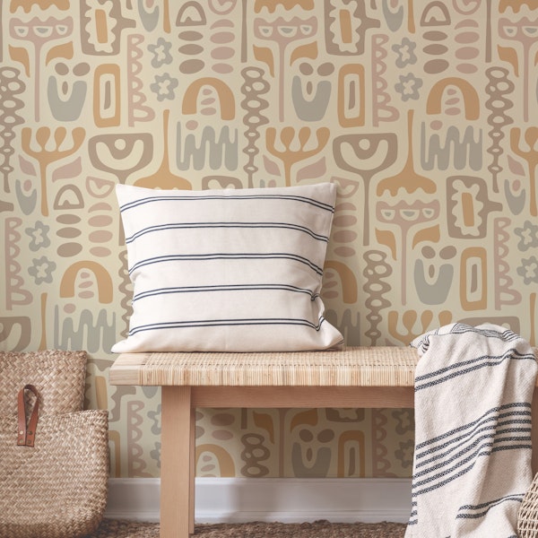 DREAMSCAPE Retro Abstract Floral - Neutrals