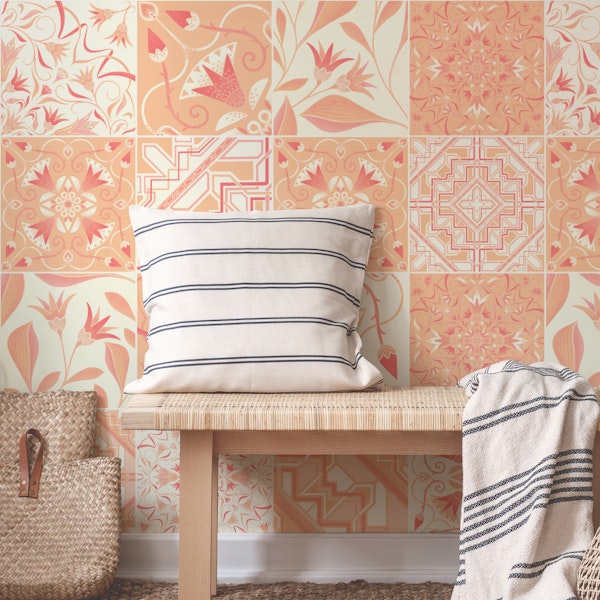 Peach Fuzz egyptian tiles