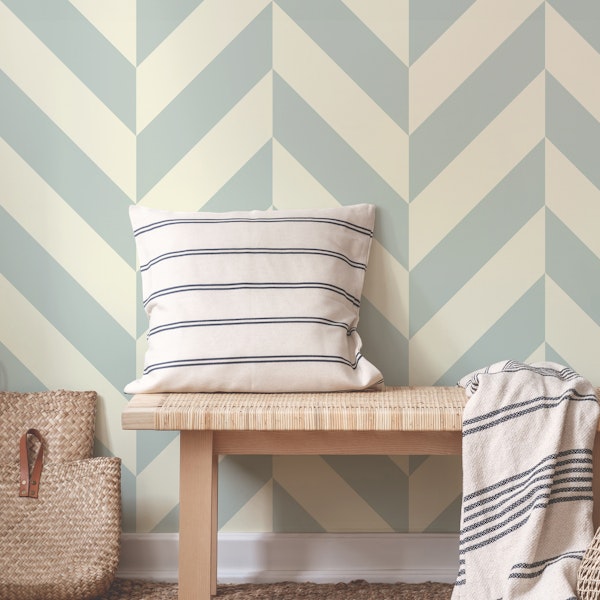 Geo Chevron Diagonal Stripes Soft Green