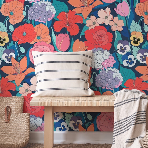 Purposeful Posies on Dark Navy