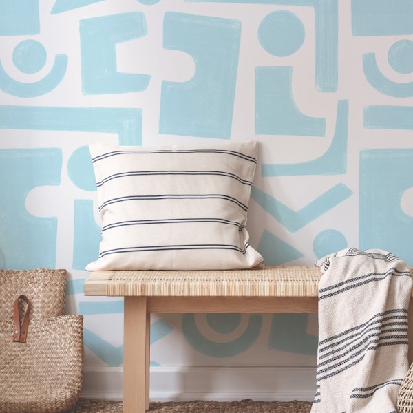 Geometric Abstraction Print Soft Sky Blue Geo