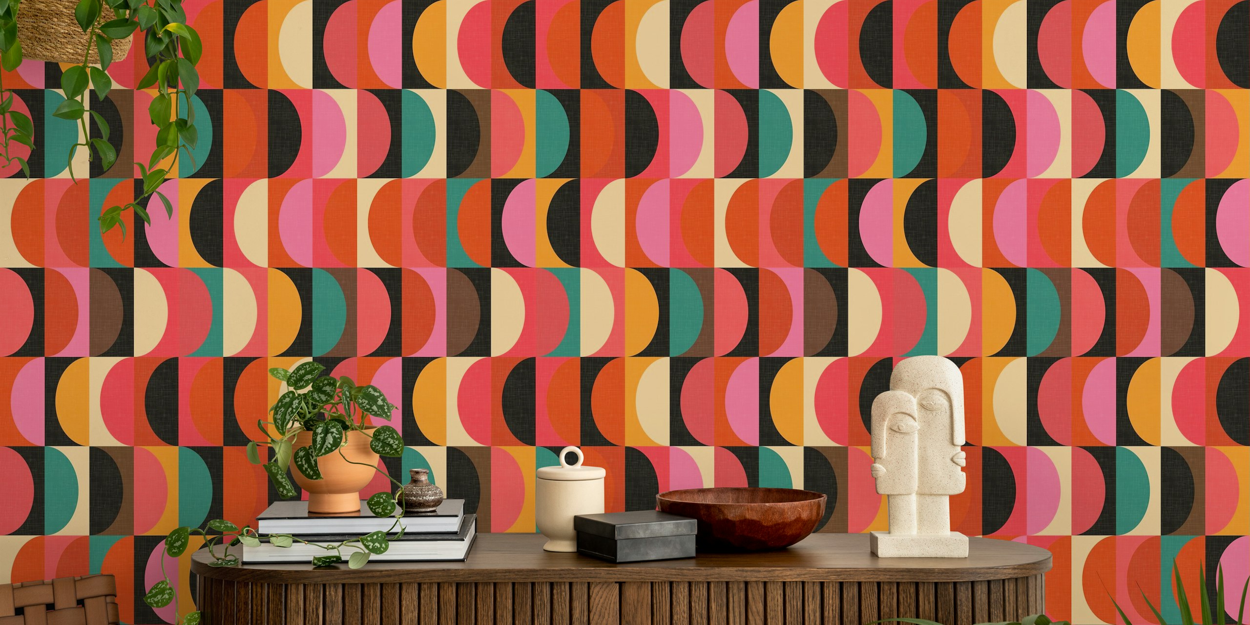 Mid Century Modern Shapes tapet i et rum