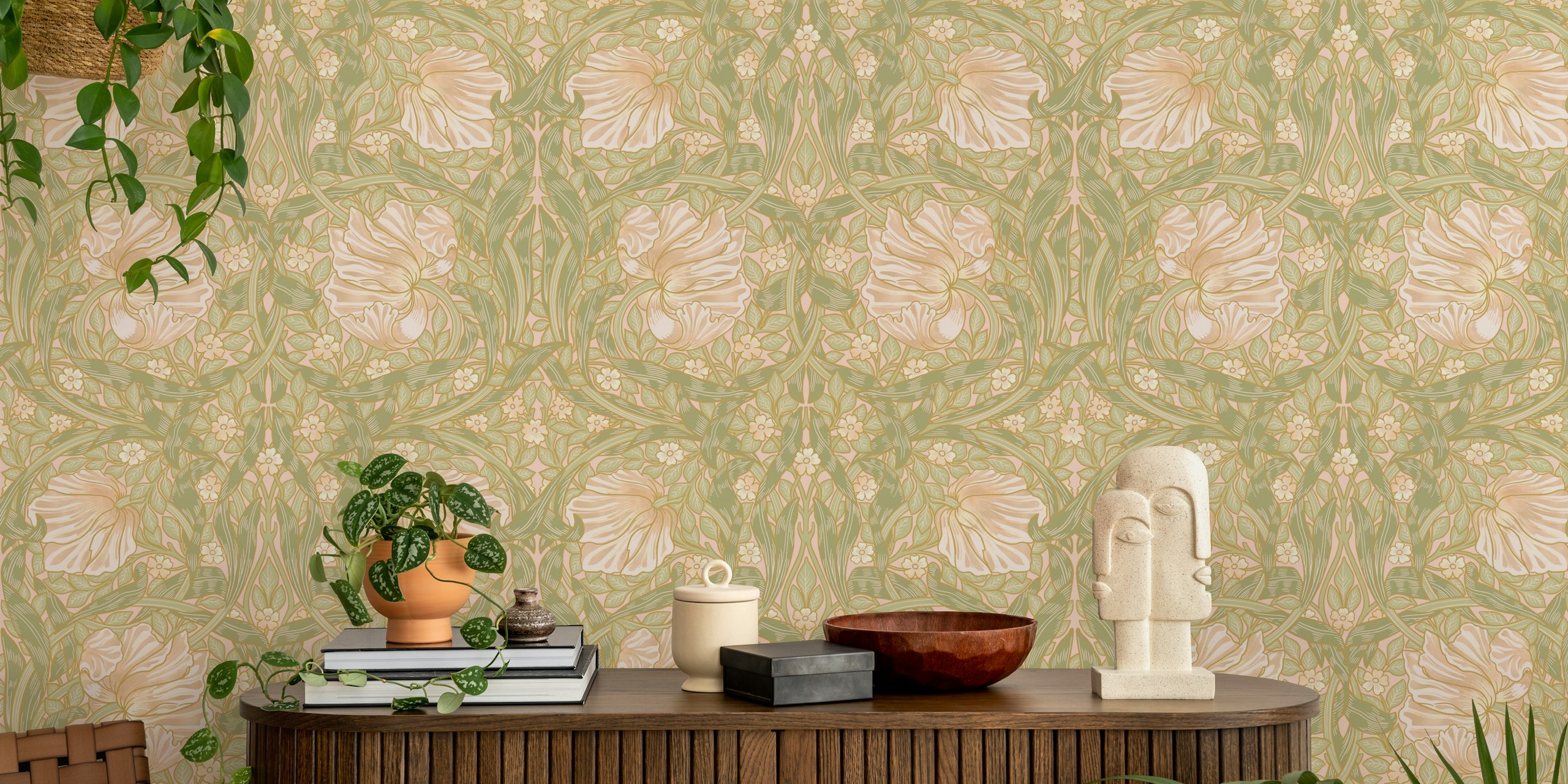 Pimpernel Ornate Flower Elegance wallpaper in a room