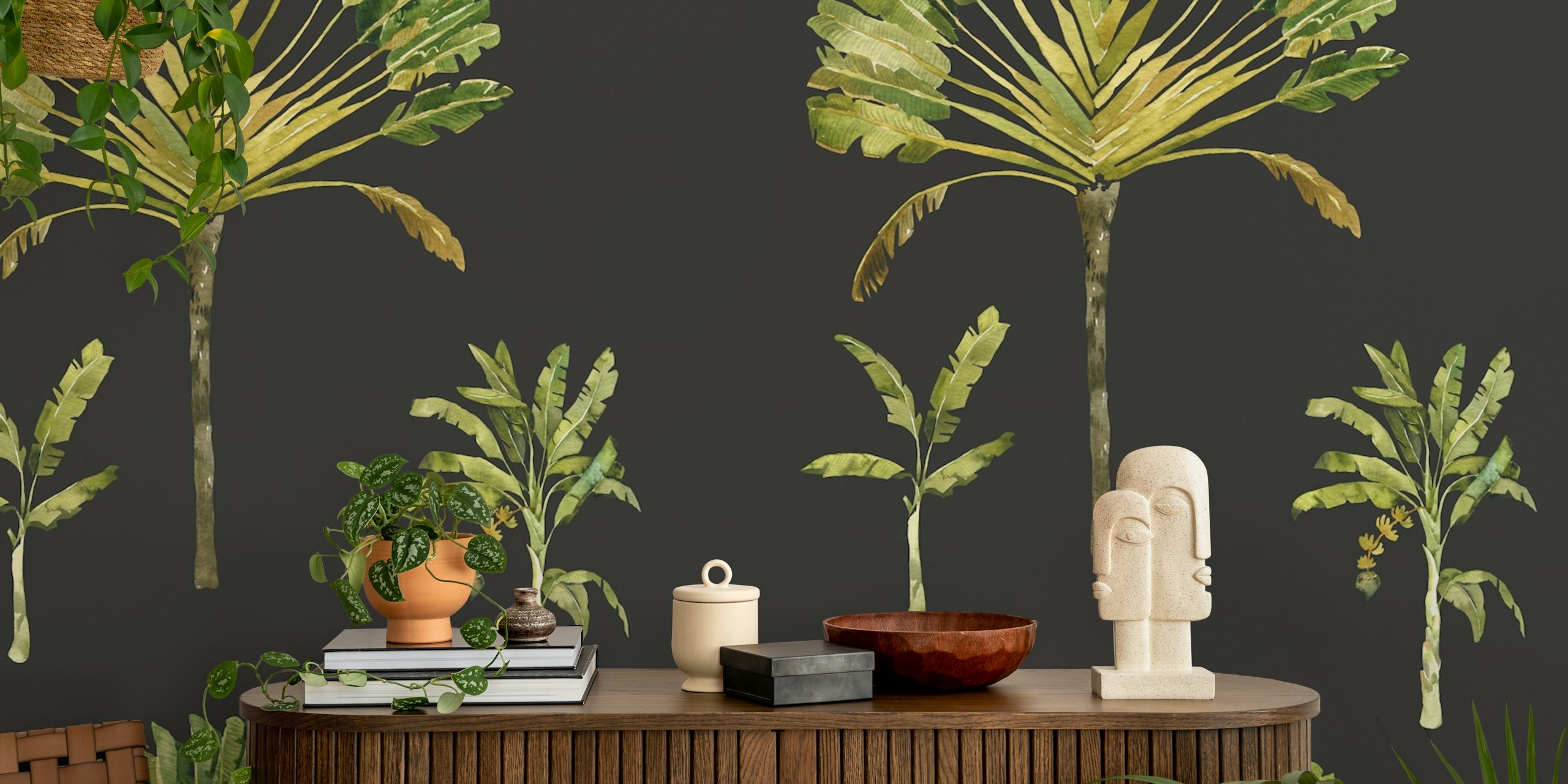 Tropical Palms & Banana Trees tapet i et rum