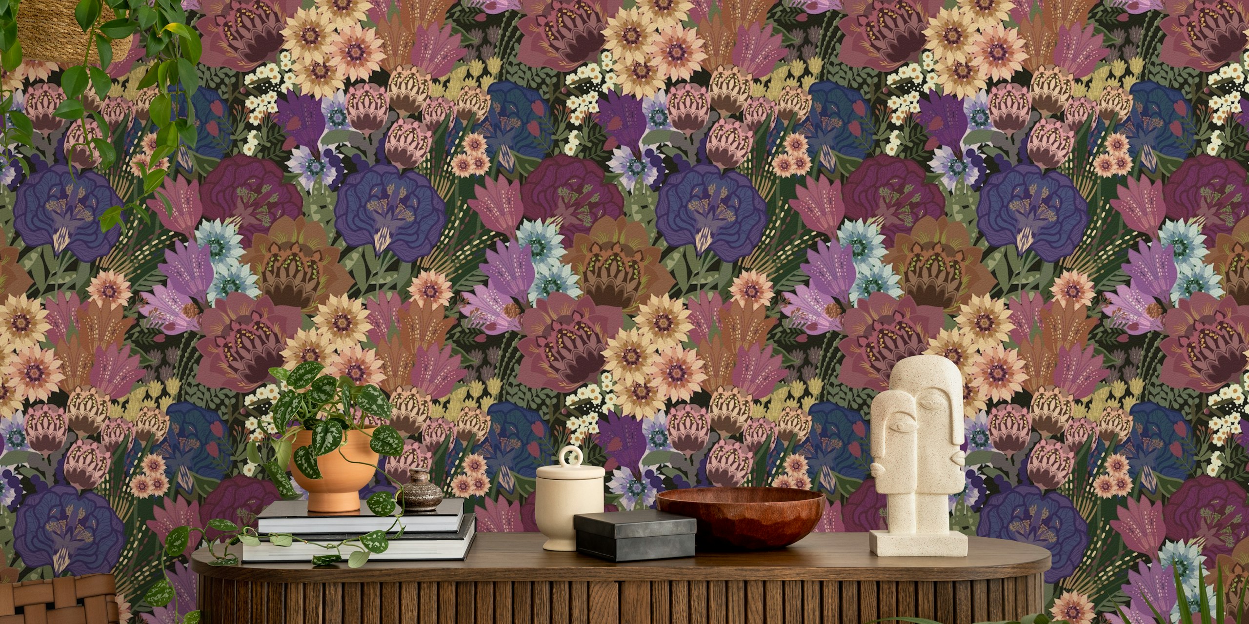 Romantic Floral Dreams tapetdesign i et rom