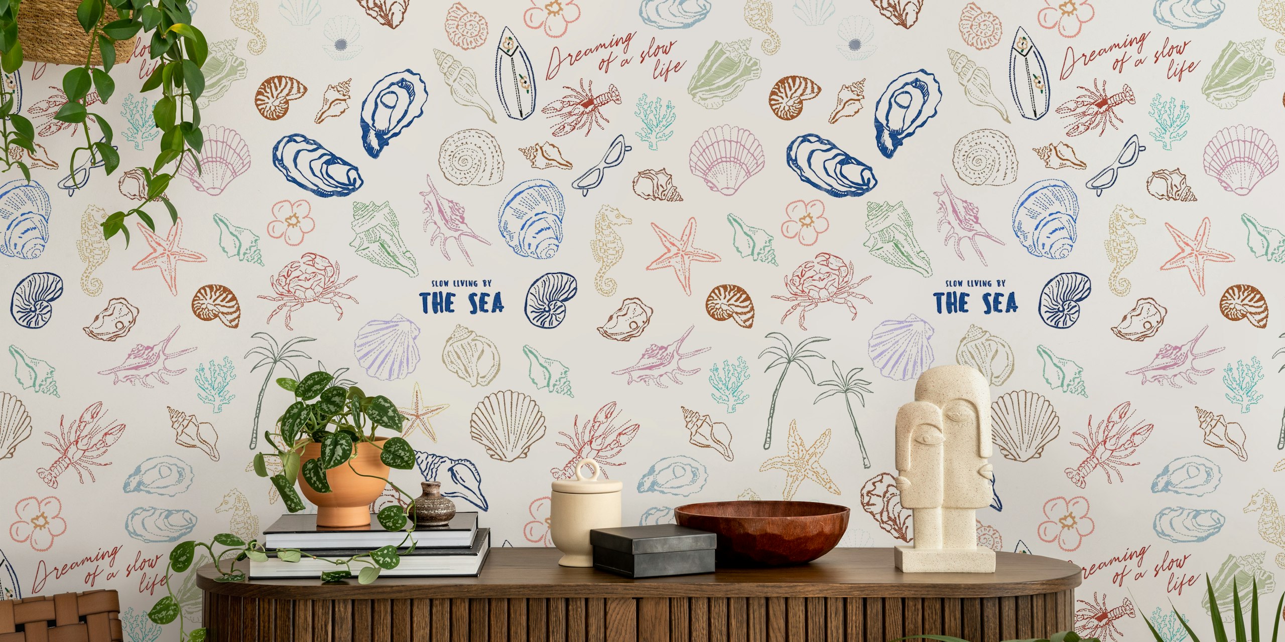 Beachside Escape wallpaper design in a room