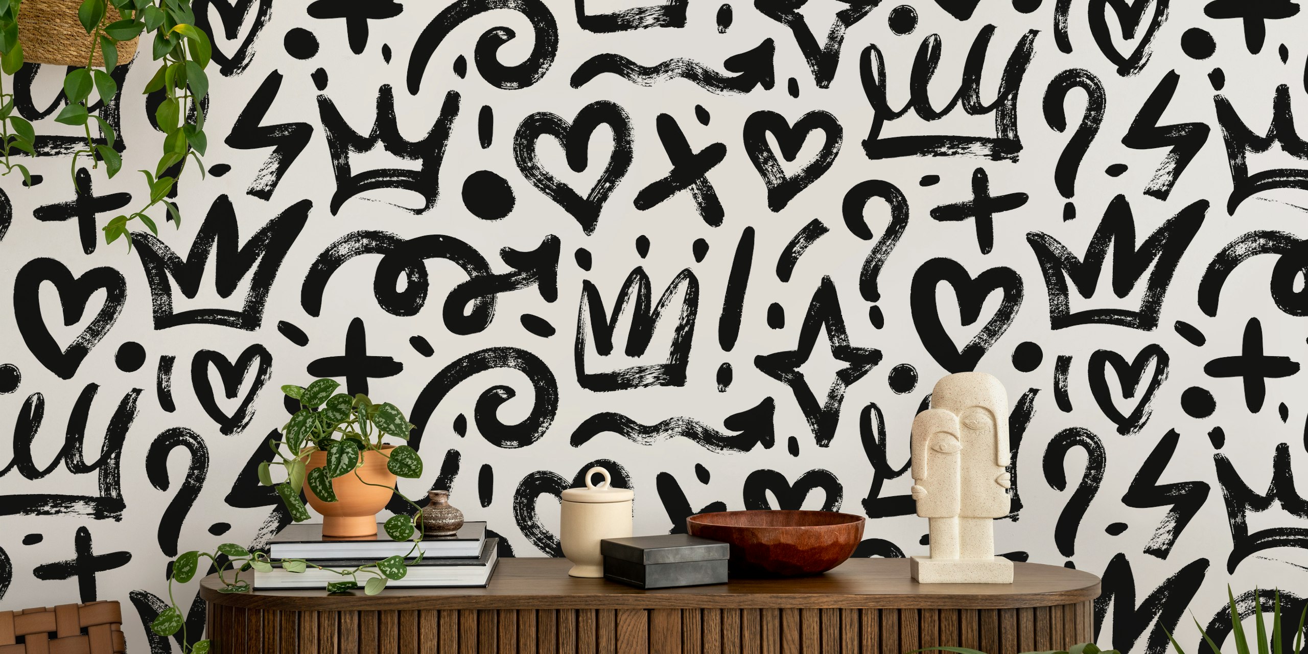 Papel tapiz Graffiti Doodles en un ambiente de habitación