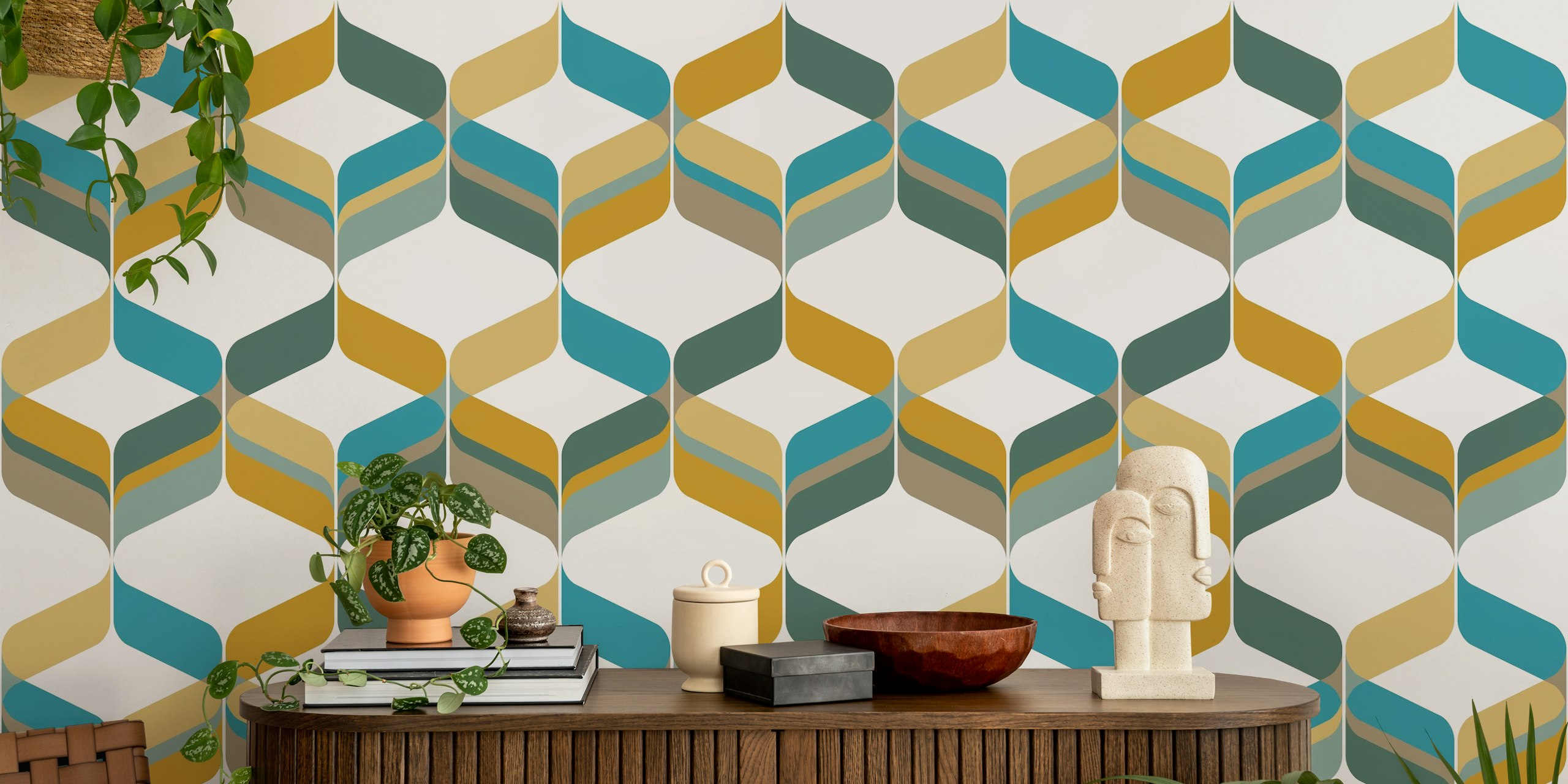 Papel de parede Retro Mod Ribbons em decoração moderna