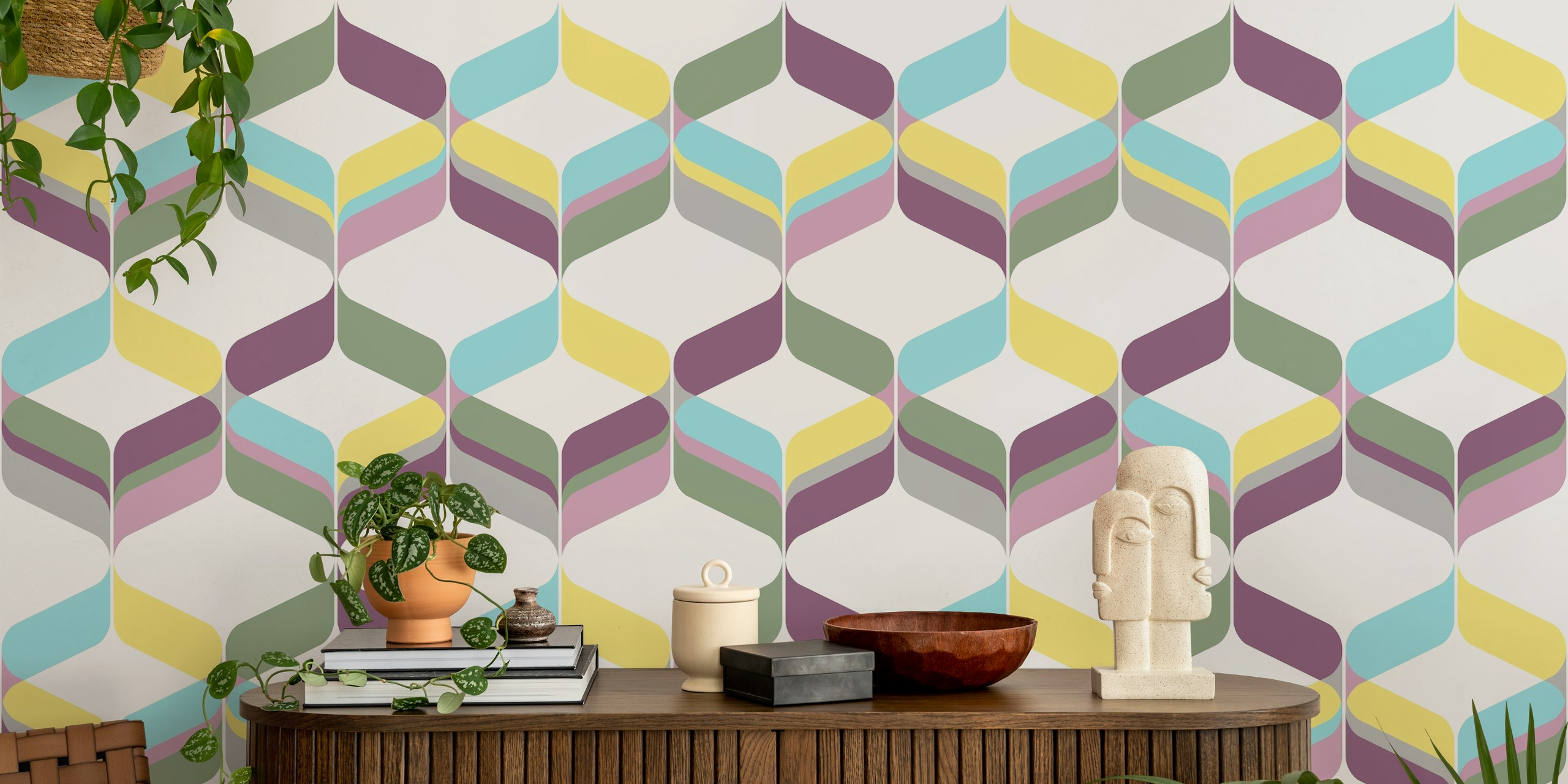 Diseño de papel pintado Retro Mod Ribbons 02