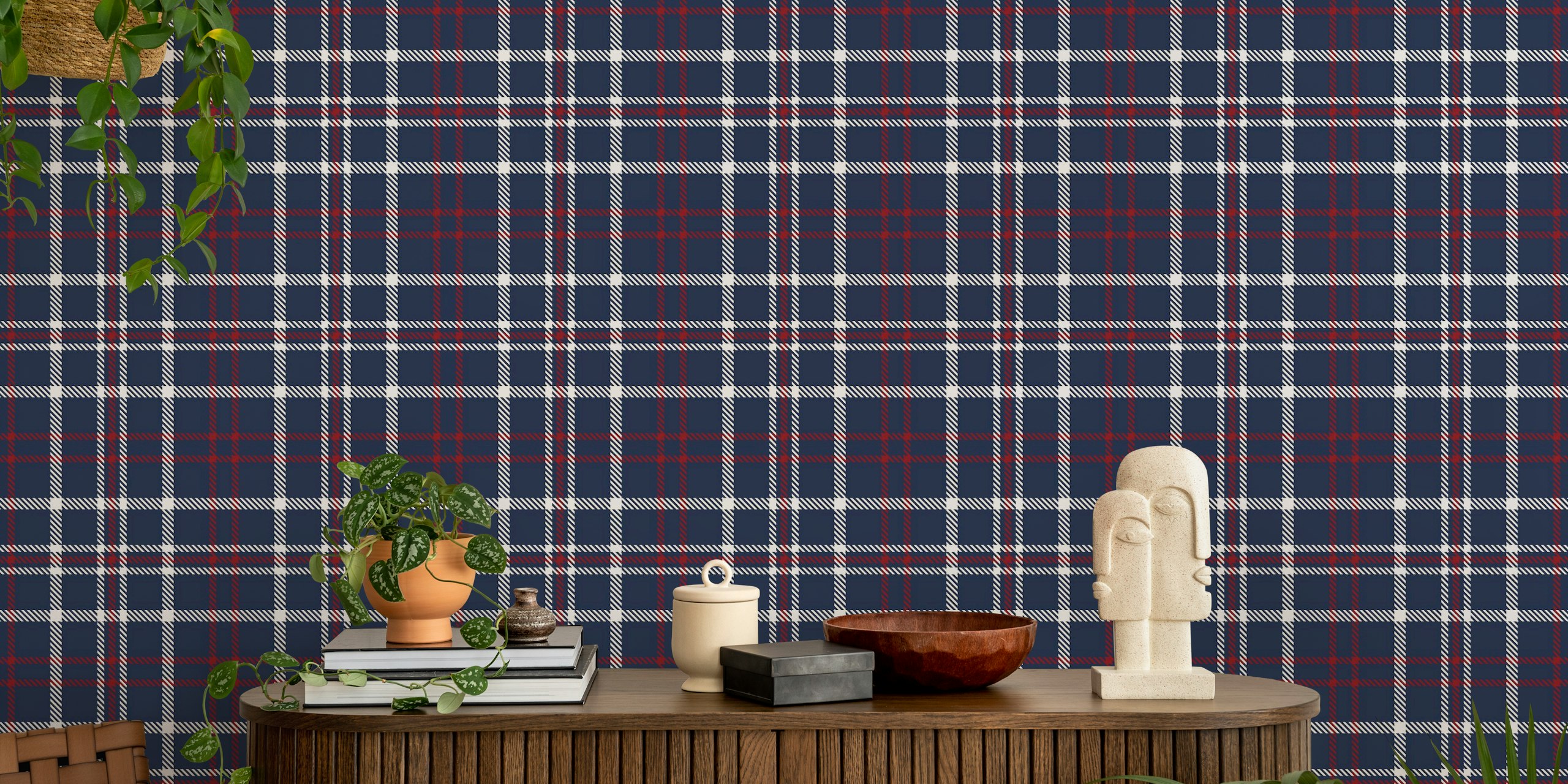 Plaid nautical wallpaper in una stanza