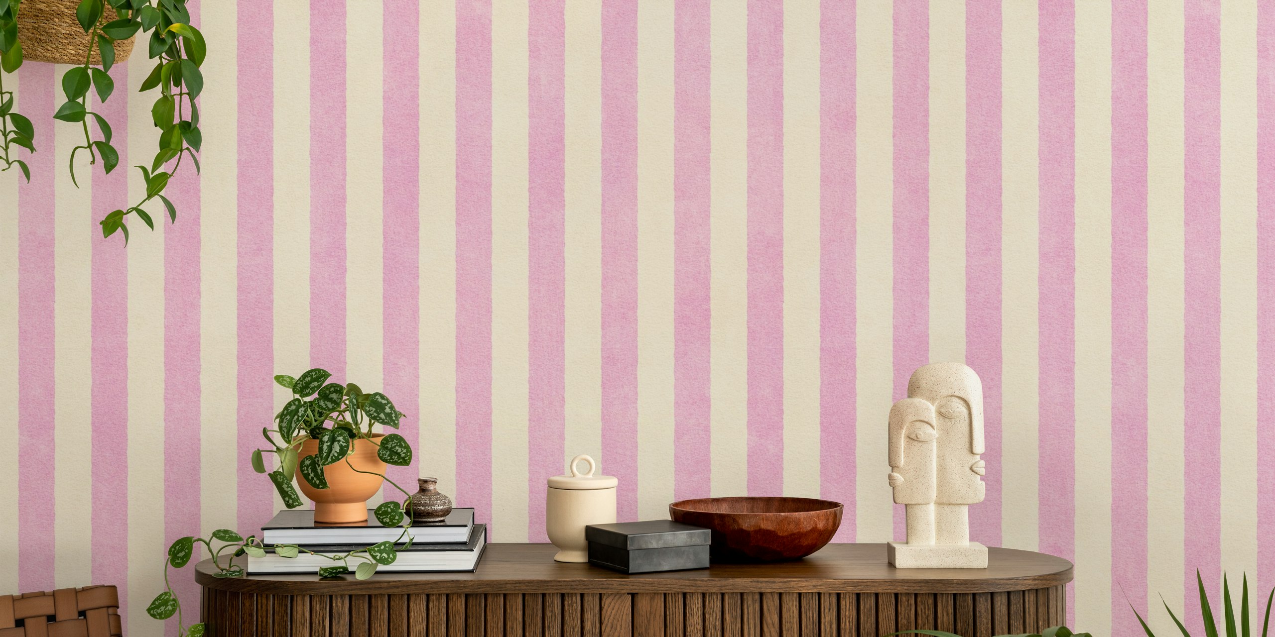 Stripes - 07 - Rose Quartz papier peint dans une pièce