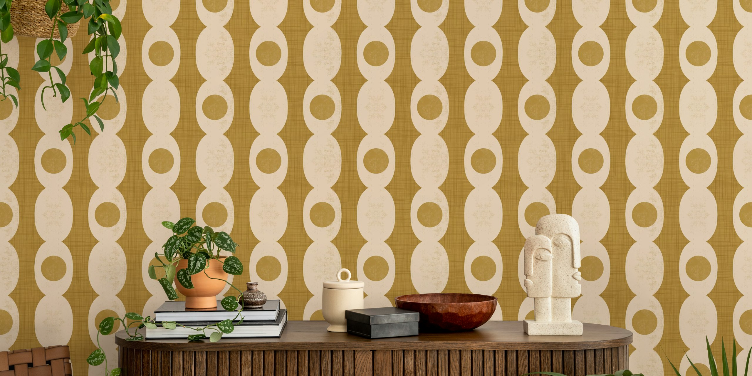 Retro Mod Geo Chain wallpaper in a room