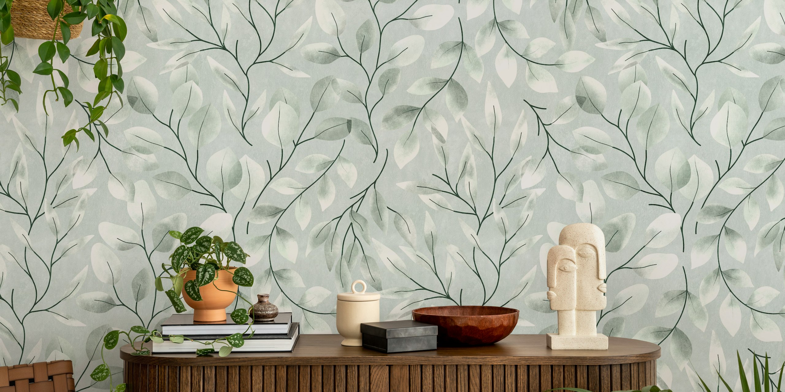 Lovely Leaves - Sage Eucalyptus wallpaper design