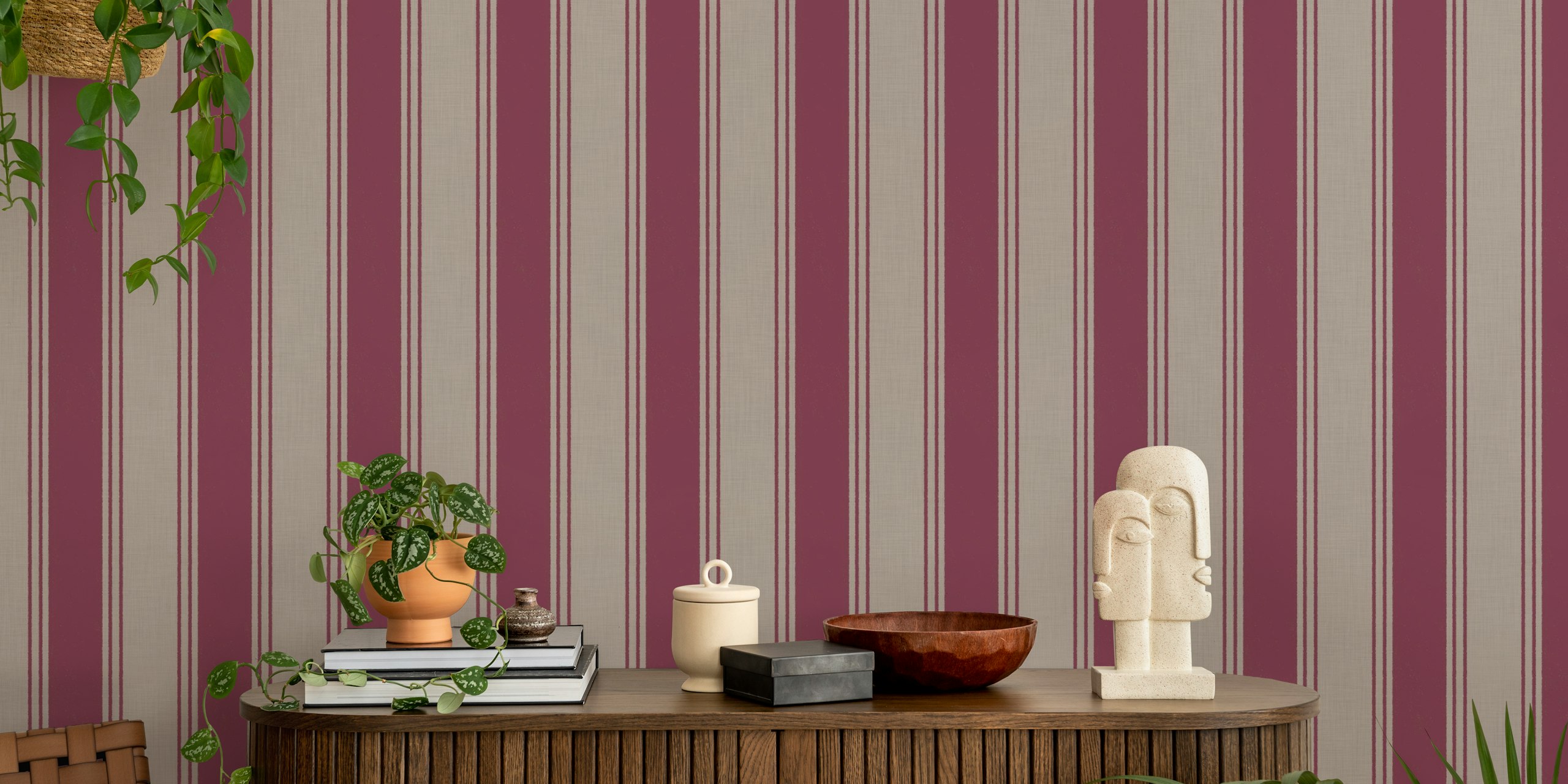 Boho stripes wallpaper in a room
