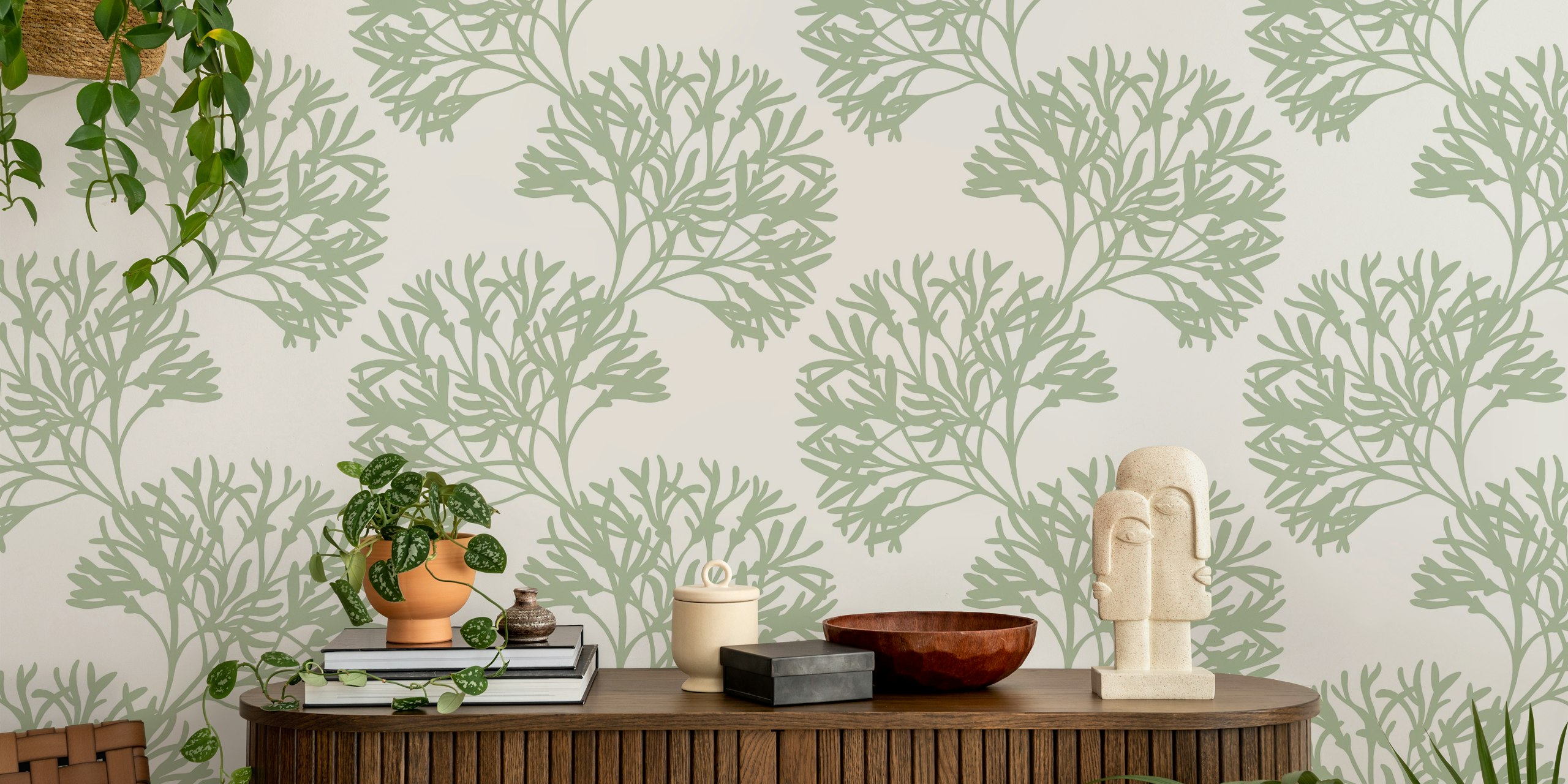 Gentle Swing - Sage Green 2 tapetti huoneessa