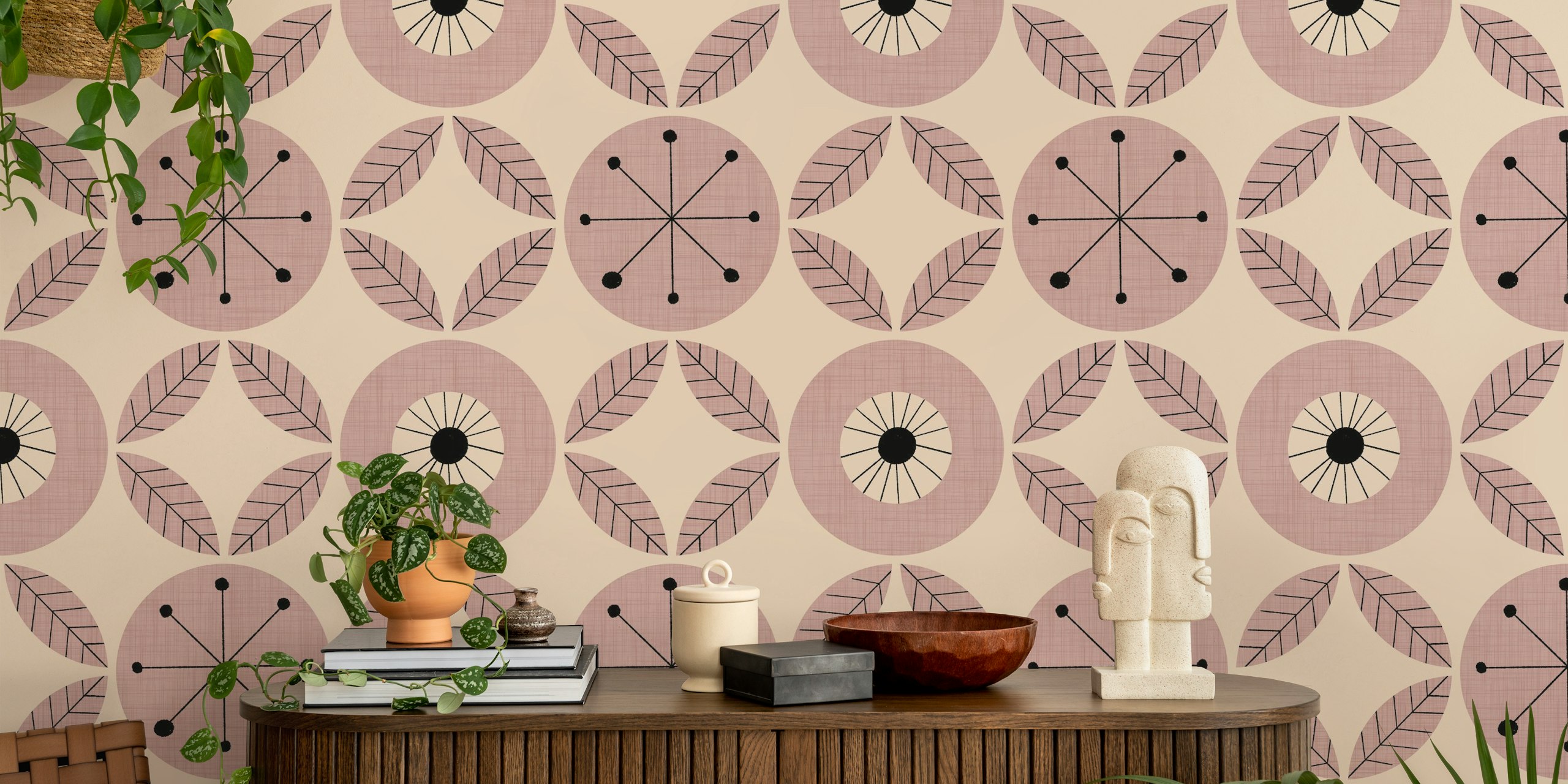 Projekt tapety Atomic Floral Botanic Dots Mauve