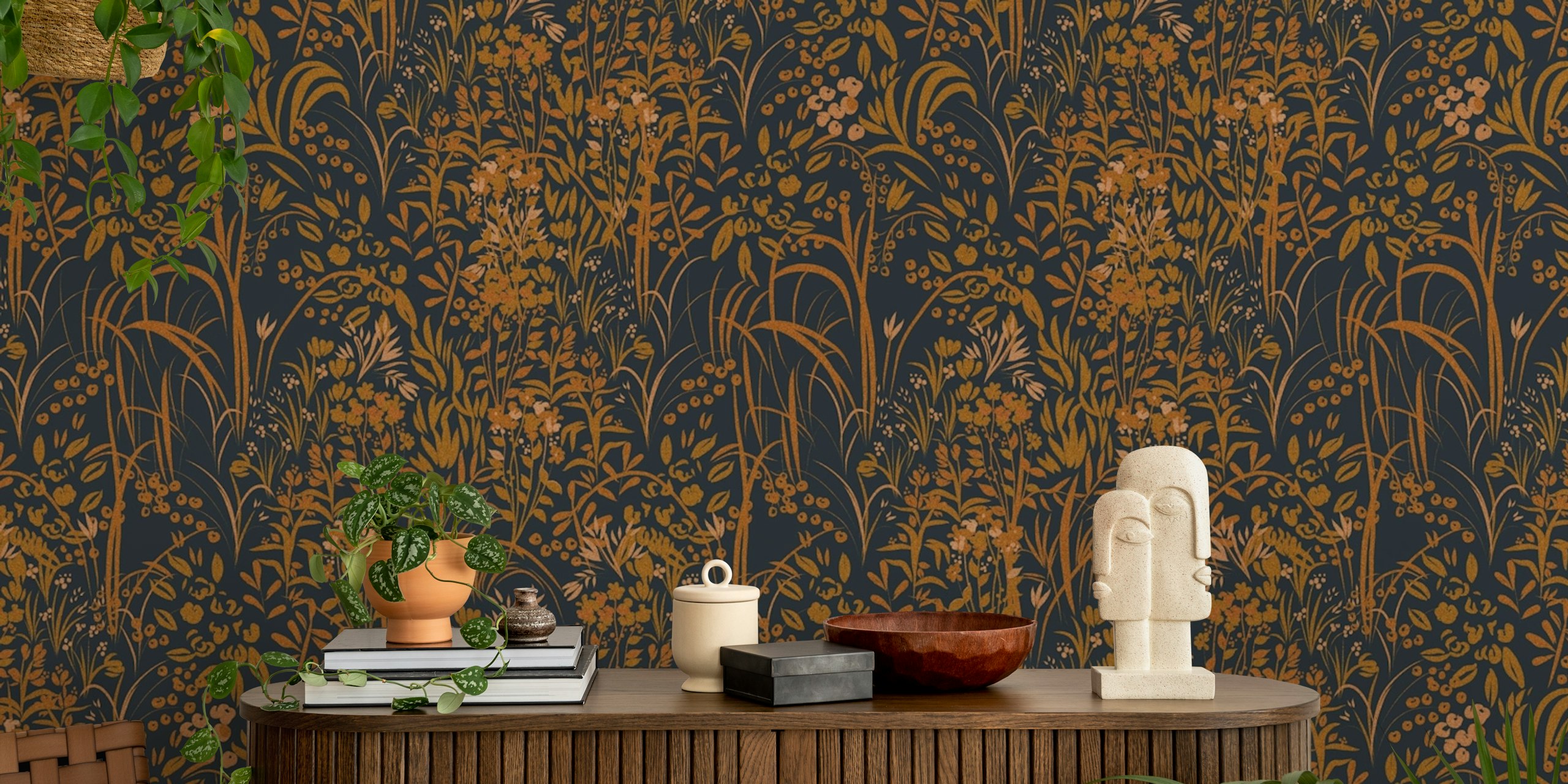 Autumn Garden Bliss Tapete in einem Raum