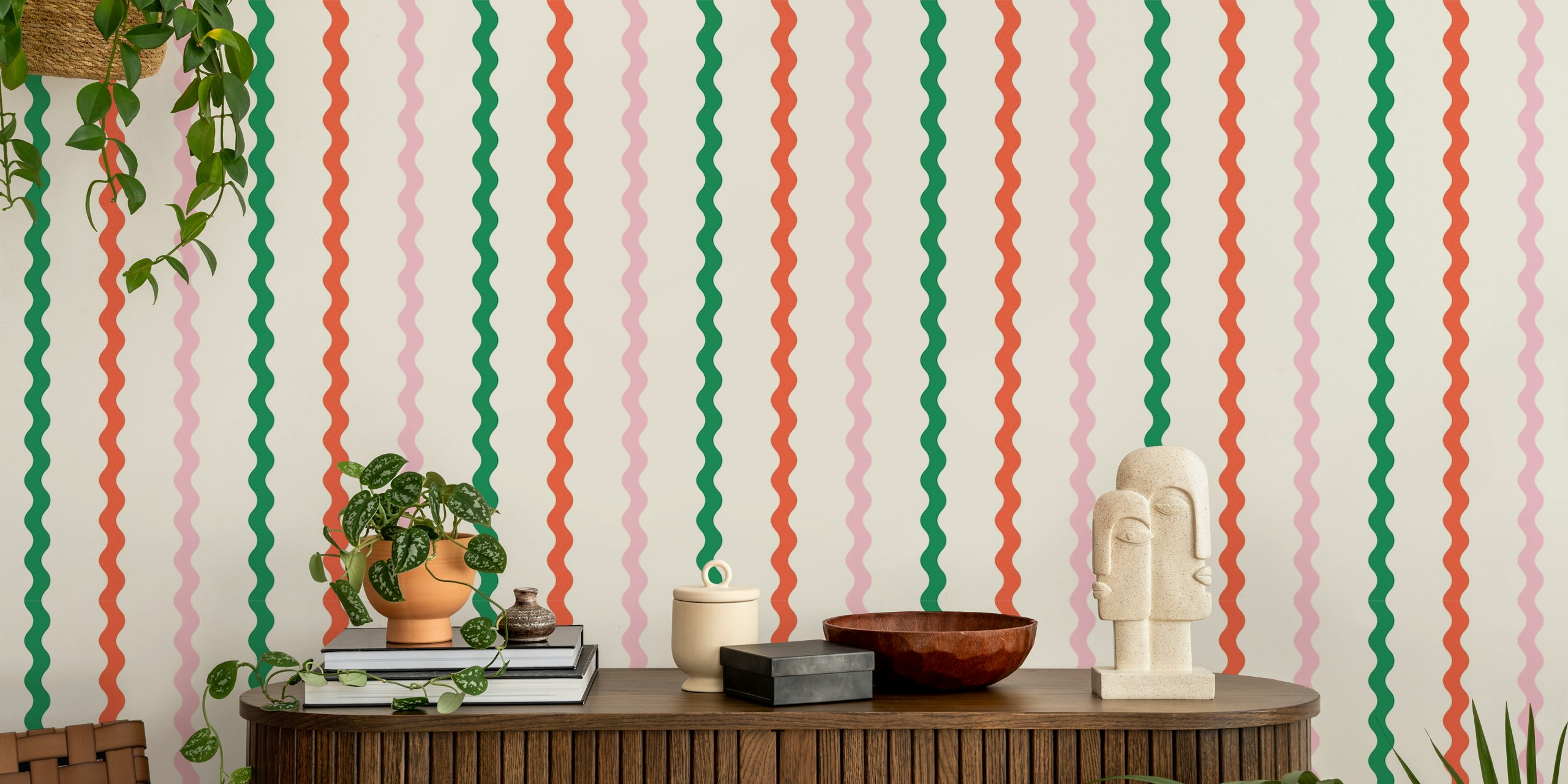 Colorful Wiggly Stripes ταπετσαρία σε ένα δωμάτιο