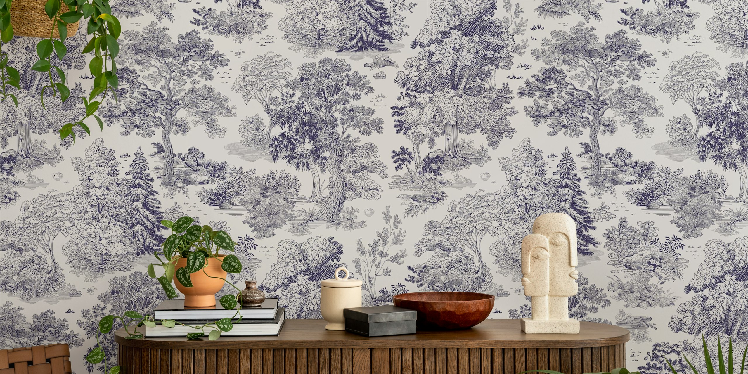 Periwinkle Forest Dream wallpaper in a room