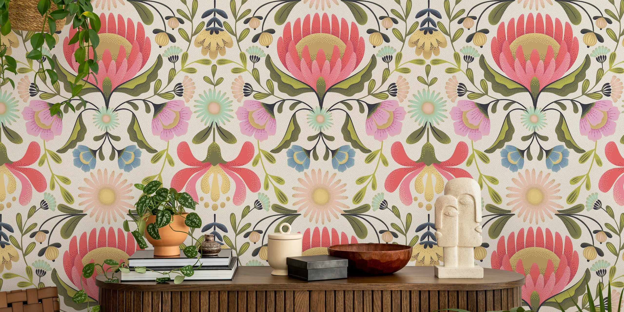 Botanical Vintage Garden wallpaper in a room
