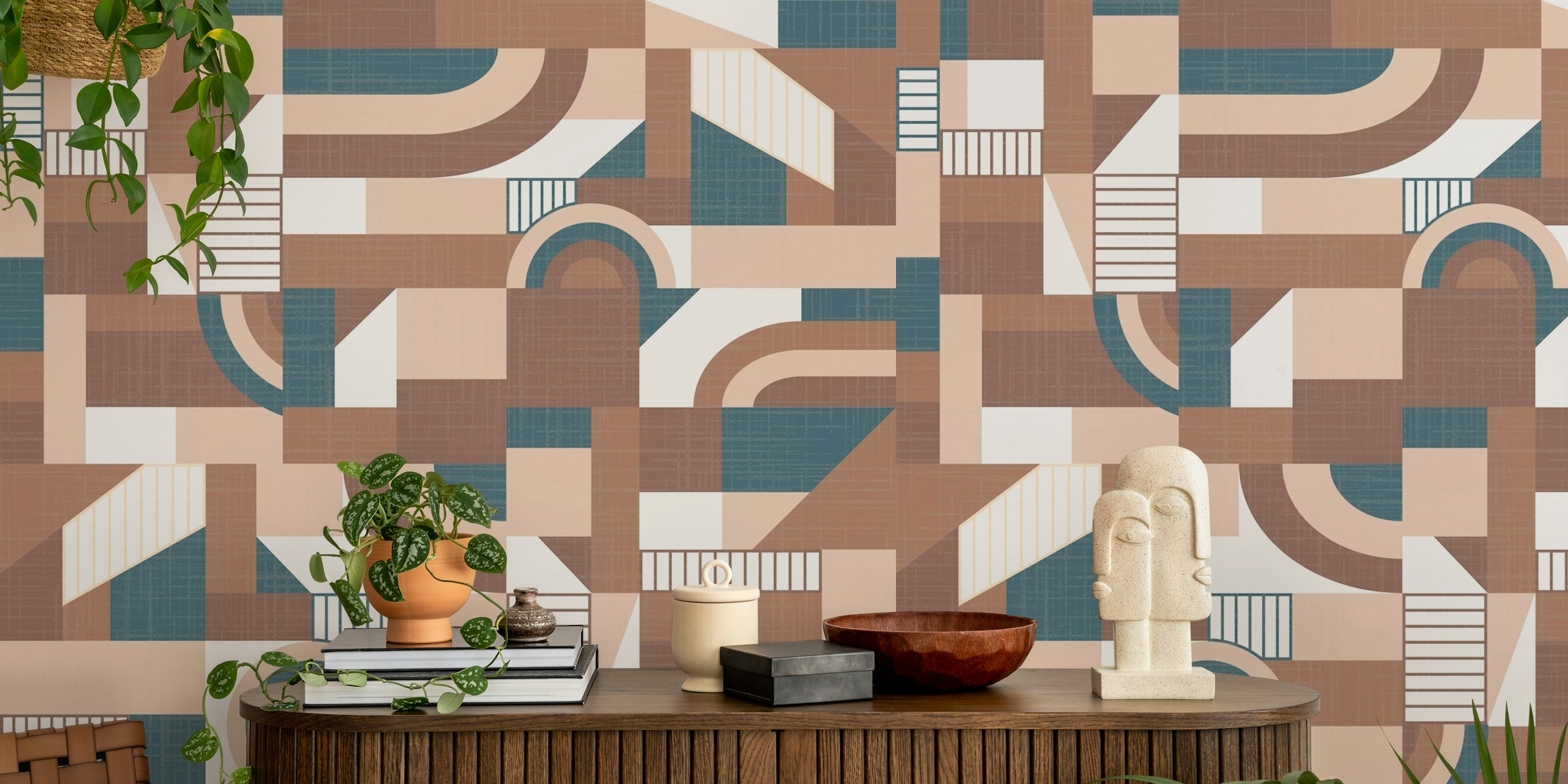 Mocha Mousse Ritmo wallpaper design in a room