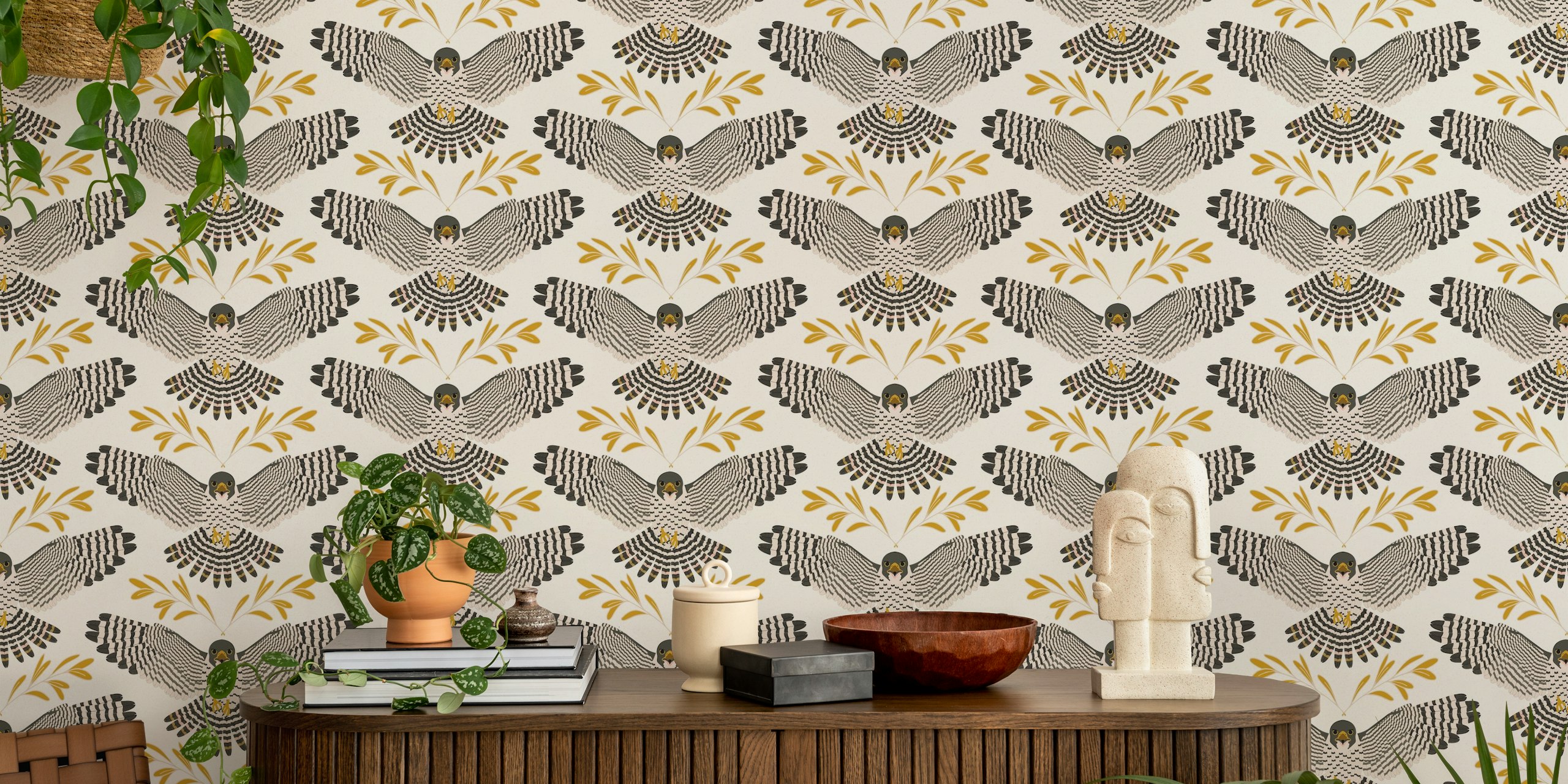 Eagle Wings Spread wallpaper design in a room