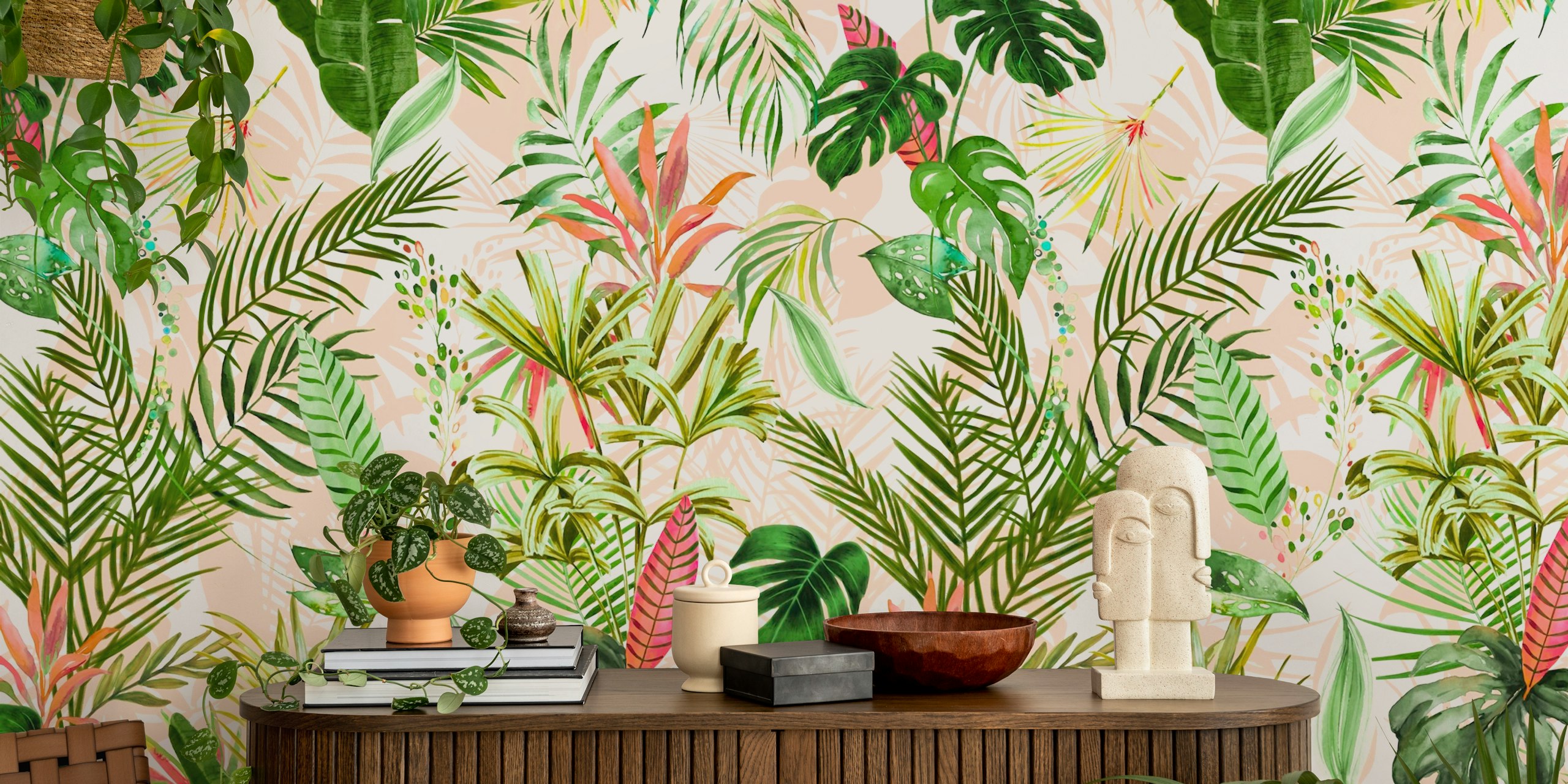 Papel pintado Tropical Oasis Charm en una habitación