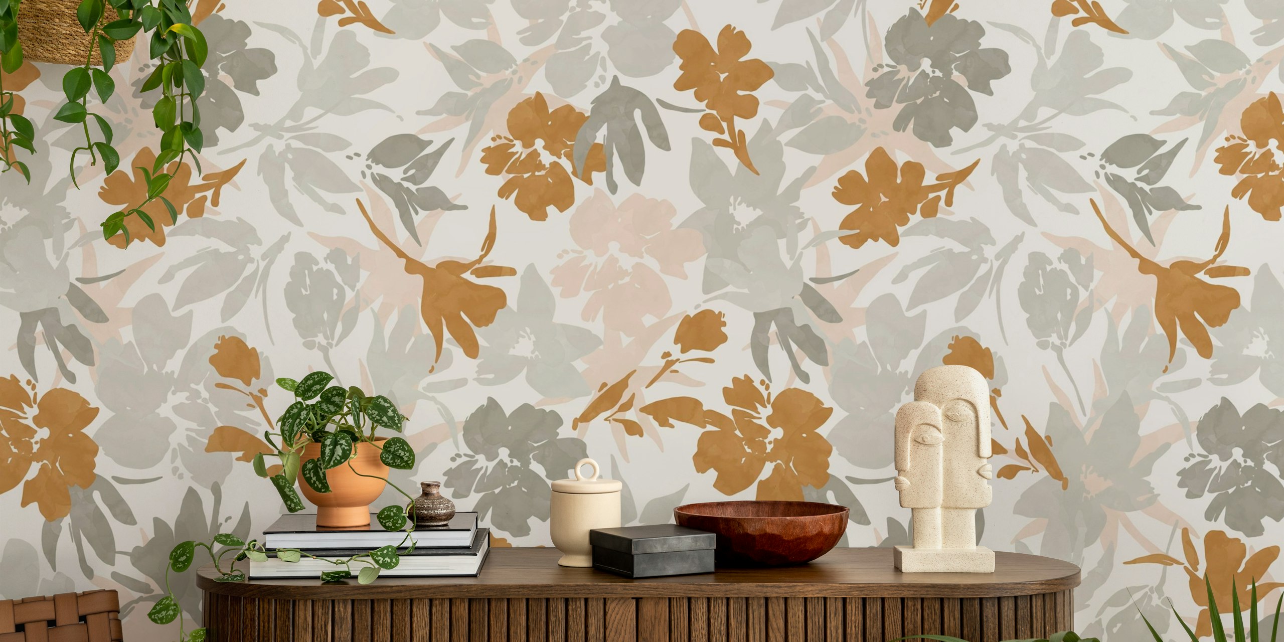 papel de parede Soft Floral Whispers em um quarto