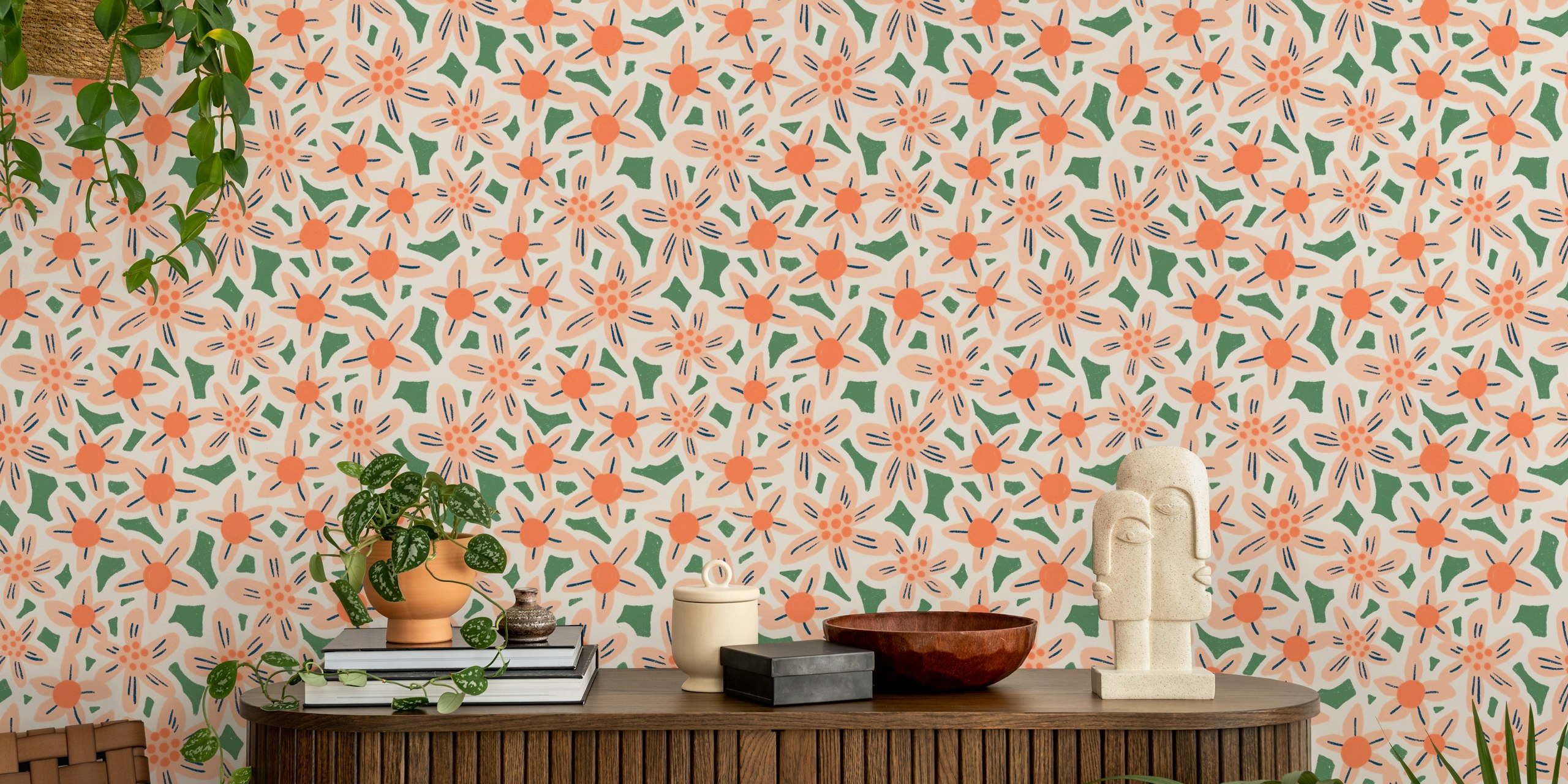 Kahveh (peach) papel pintado en un ambiente