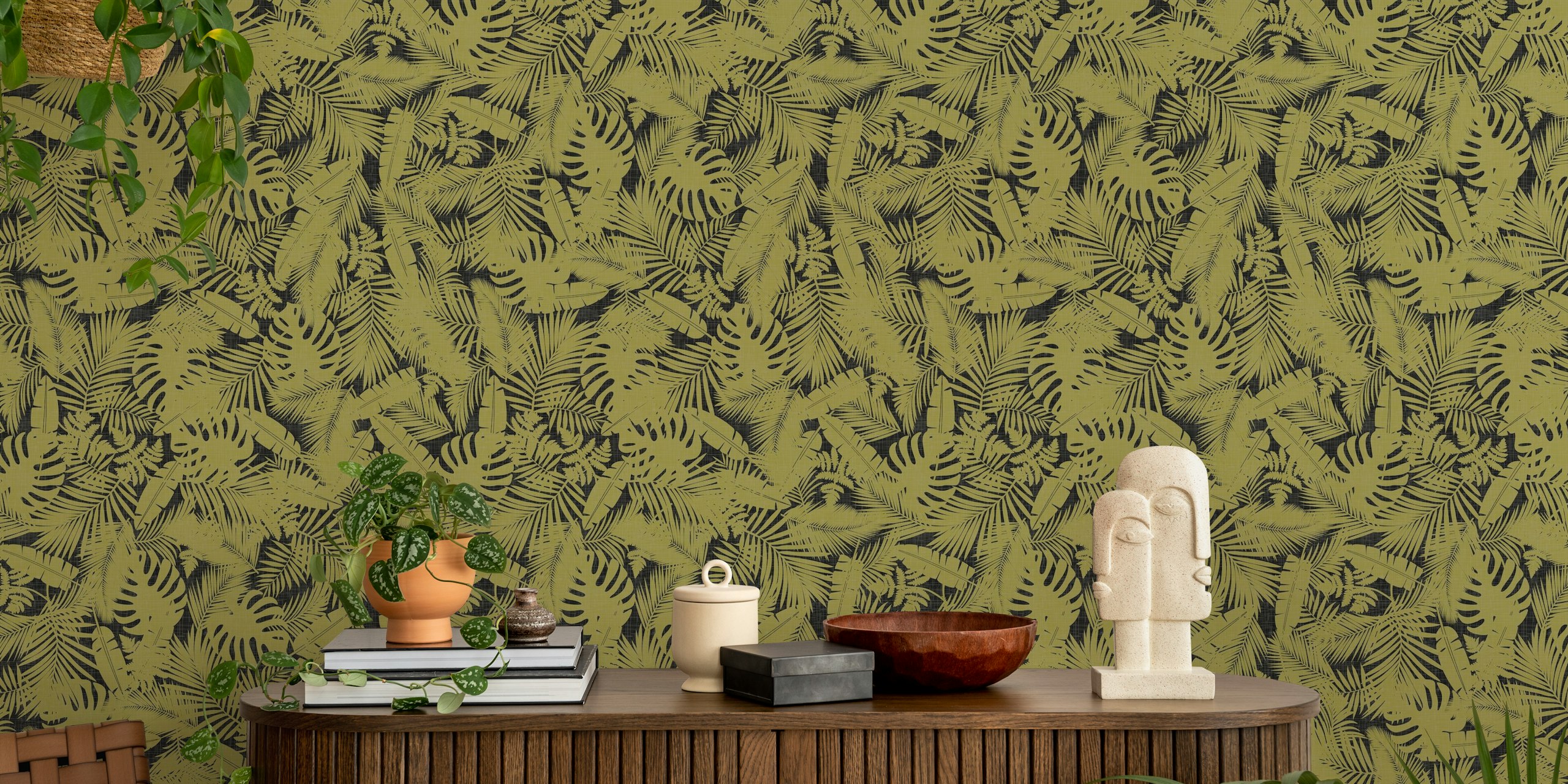 Tropical Foliage - Exotic Leaves in Khaki u stylish sobi