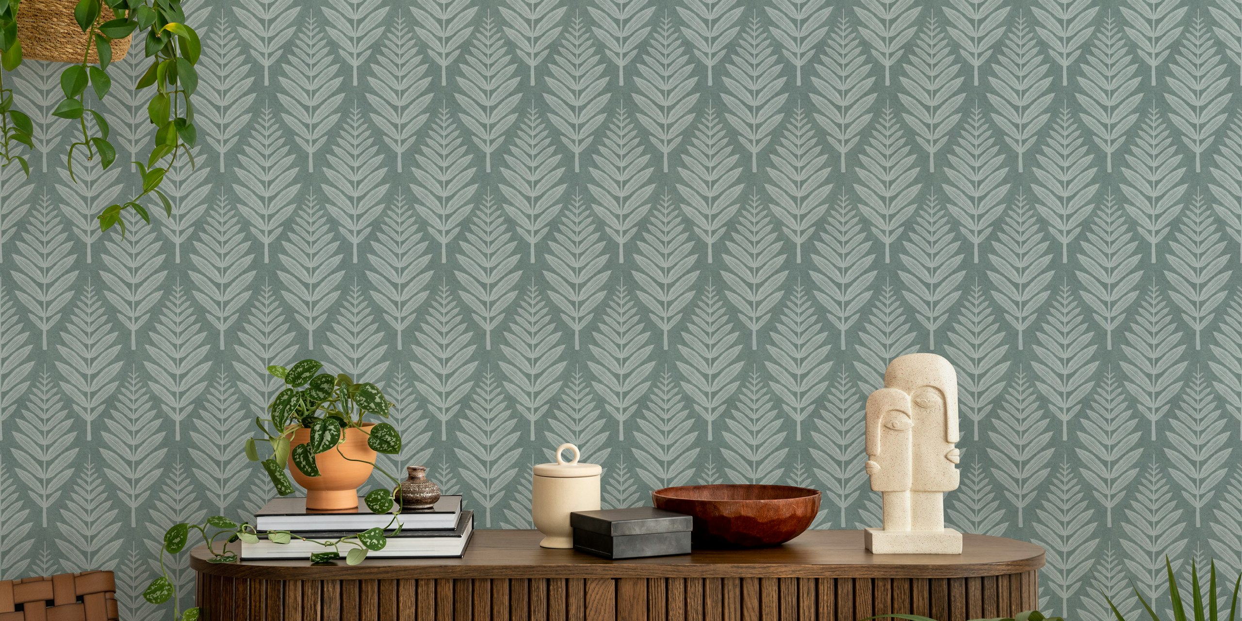 Frosted Leaf Pattern Wallpaper u sobi