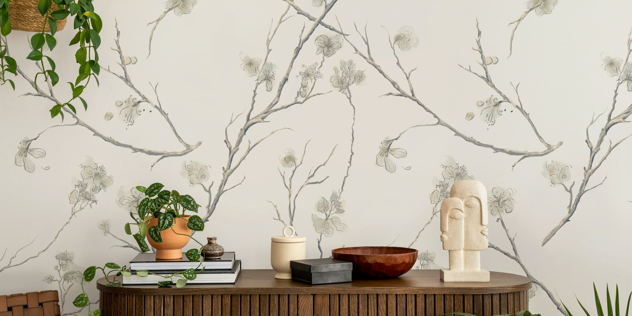 Papel pintado Winter Branches en una habitación