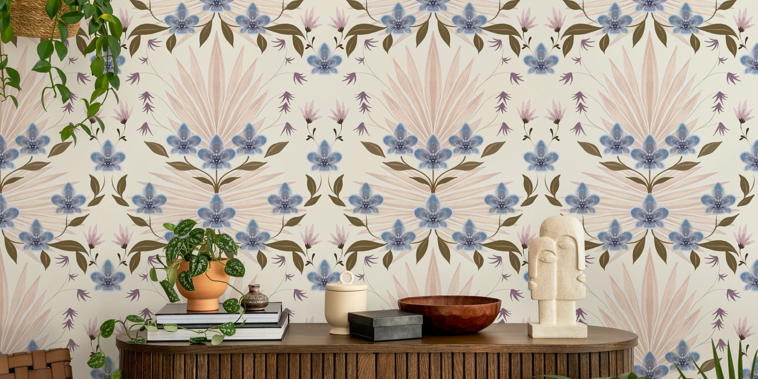 Papel de parede Botanical Orchid Serenity em um cômodo