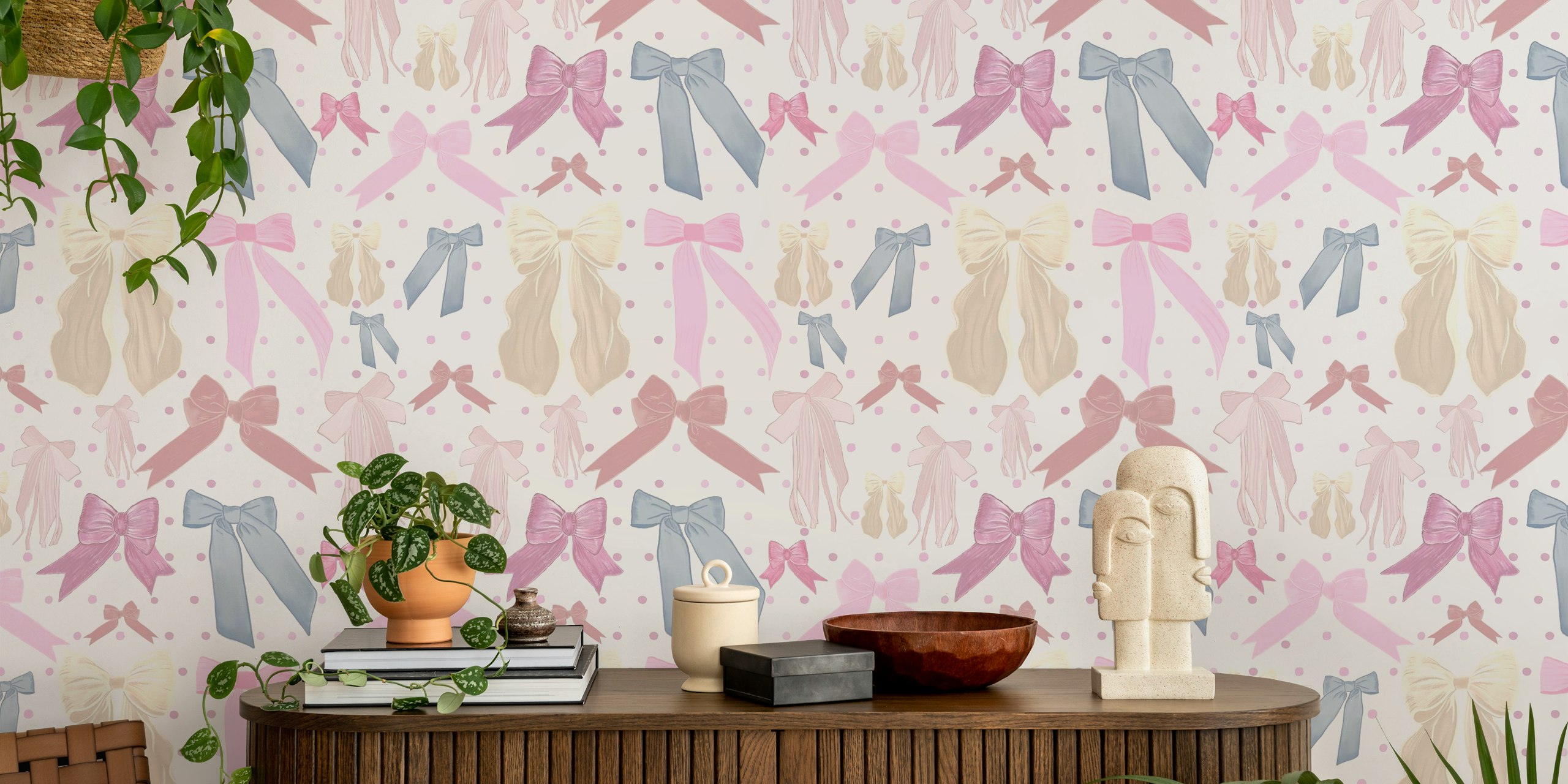 Cute bow ties wallpaper in a room