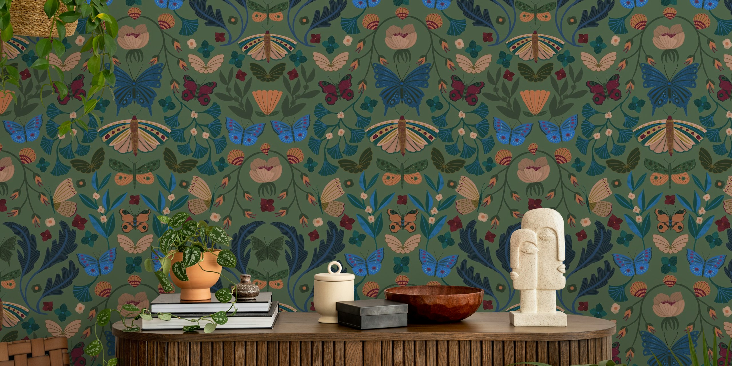 Fluttering Florals wallpaper in a room