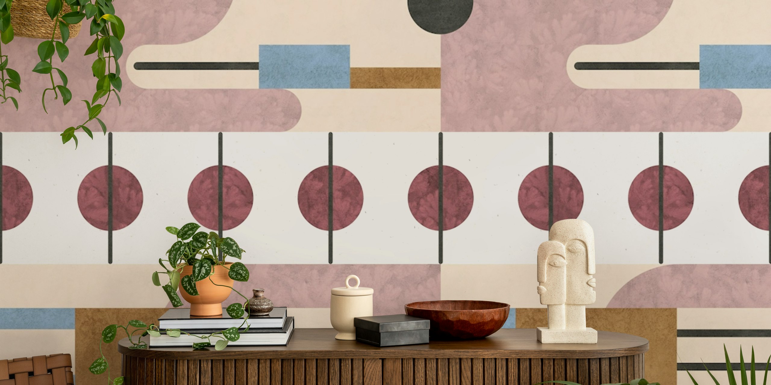 Papier peint Mid Century Tones dans une pièce