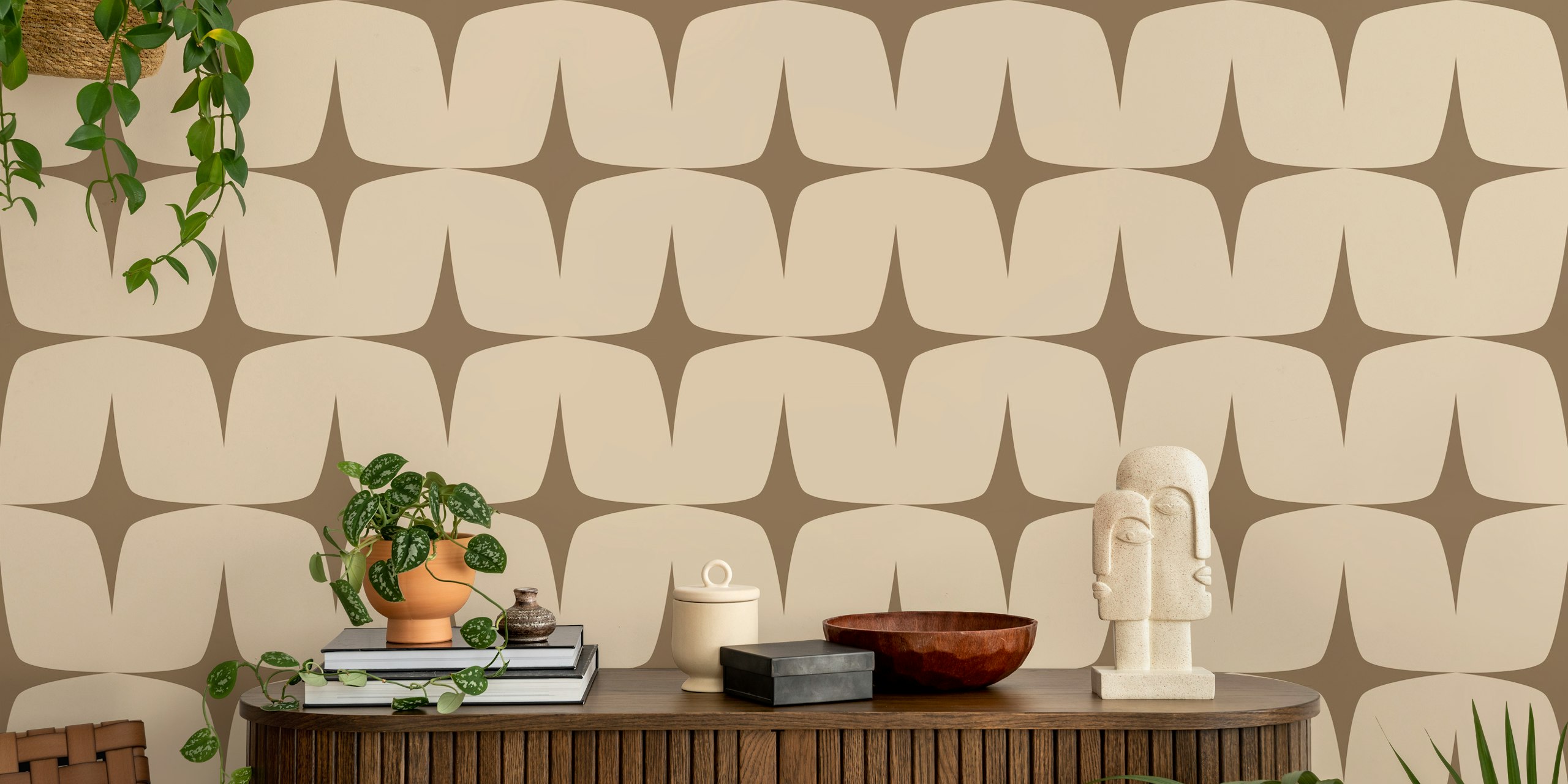 50s Atomic Starburst Mid Century wallpaper in a room