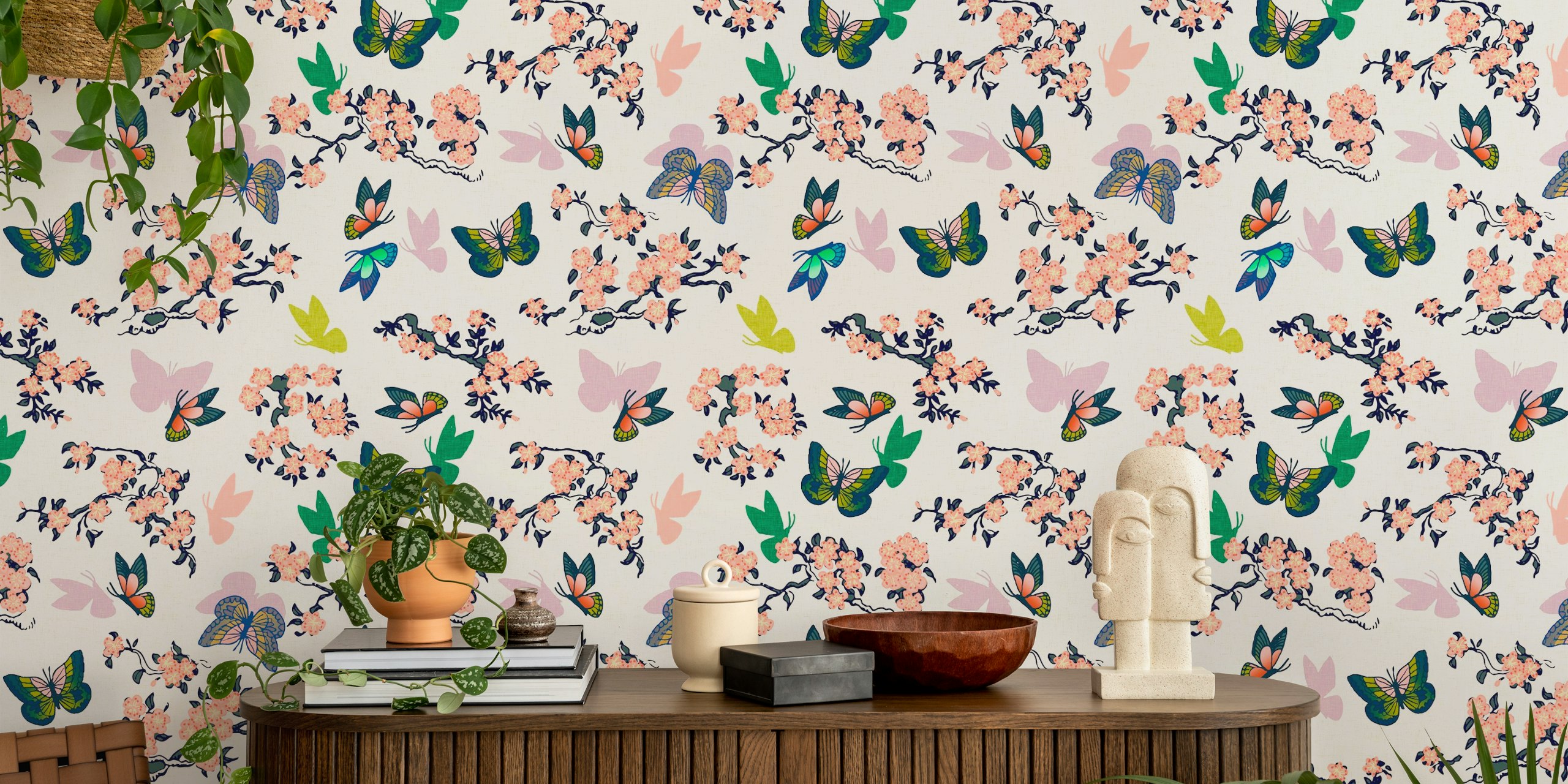 Ταπετσαρία Cherry Blossom and Butterflies σε ένα δωμάτιο