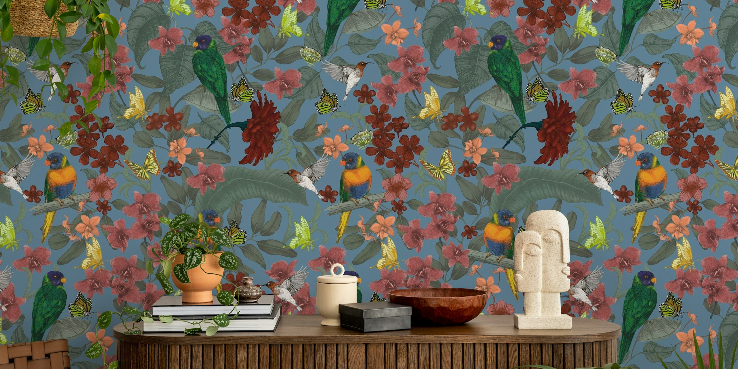 Lush wallpaper z Rainbow Lorrikeet na Steel Blue