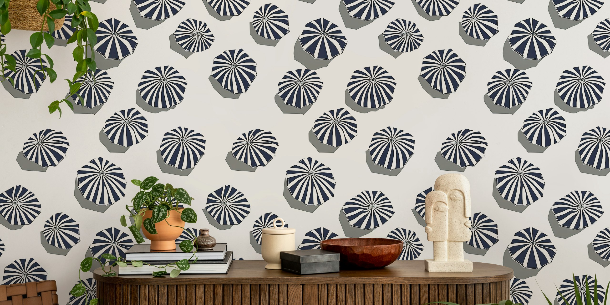 Beach Umbrellas wallpaper in a stylish room