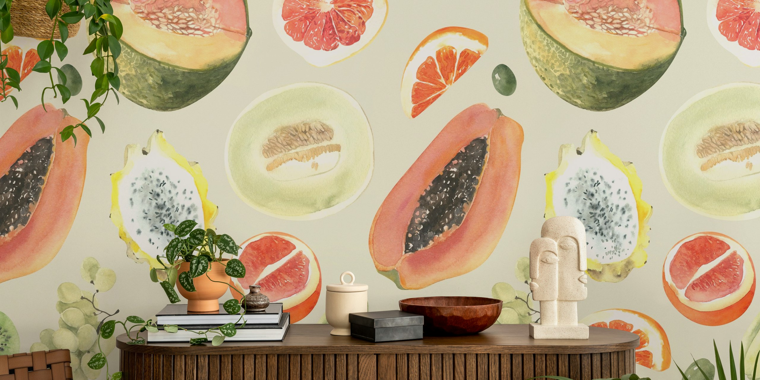 Juicy Tropical Fruits Seamless Design σε ένα δωμάτιο