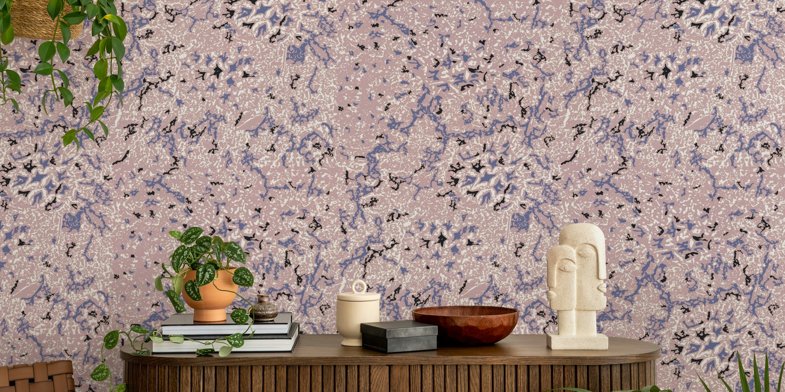Papel de parede Abstract Dusty Rose em um quarto