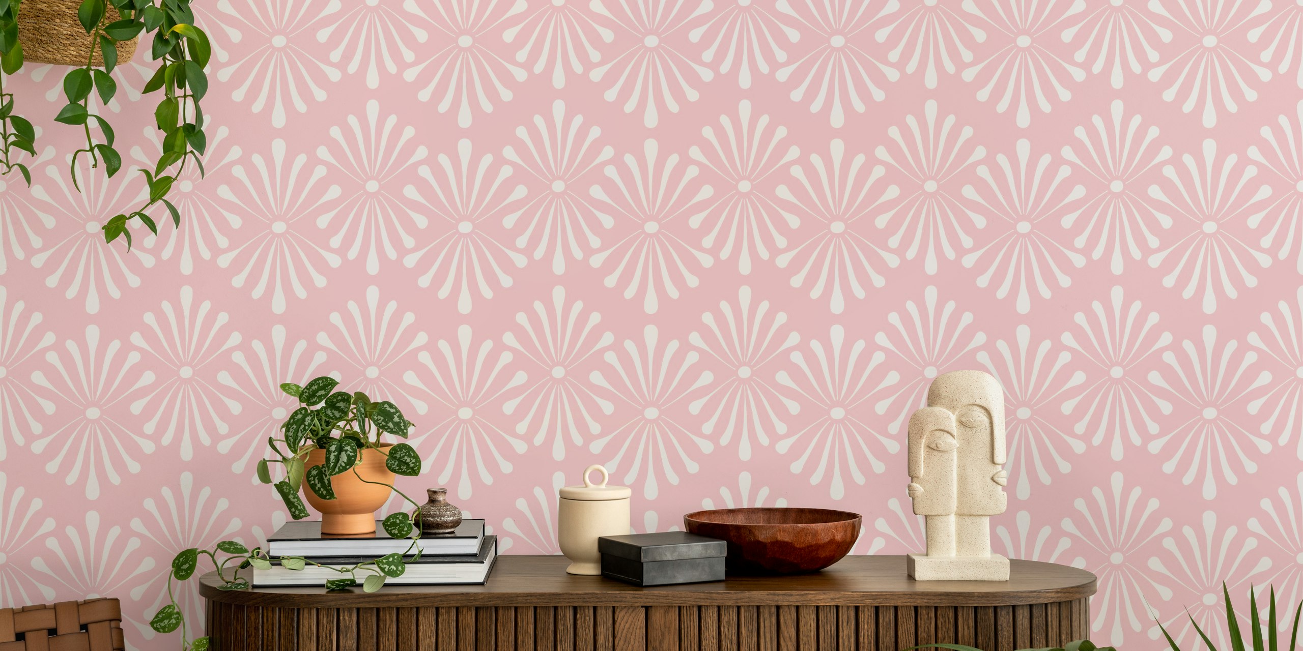 Abstract Floral Pastel Pink wallpaper pattern