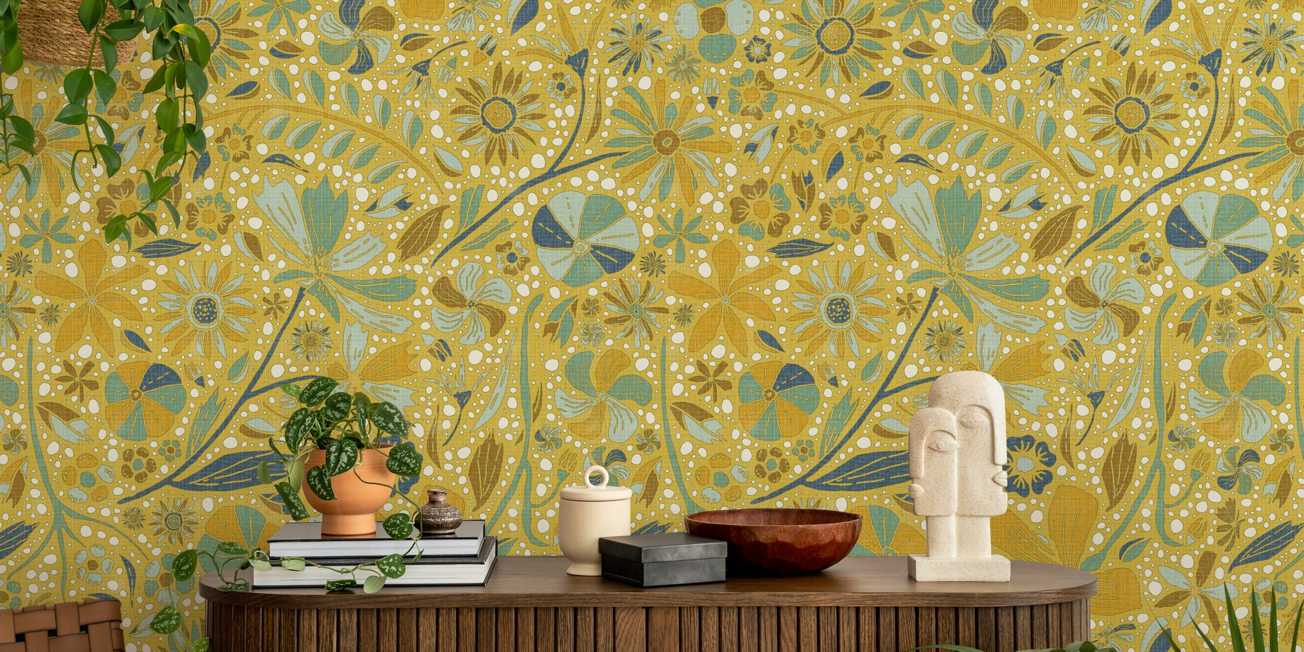 Maximalist bohemian floral pattern ταπετσαρία